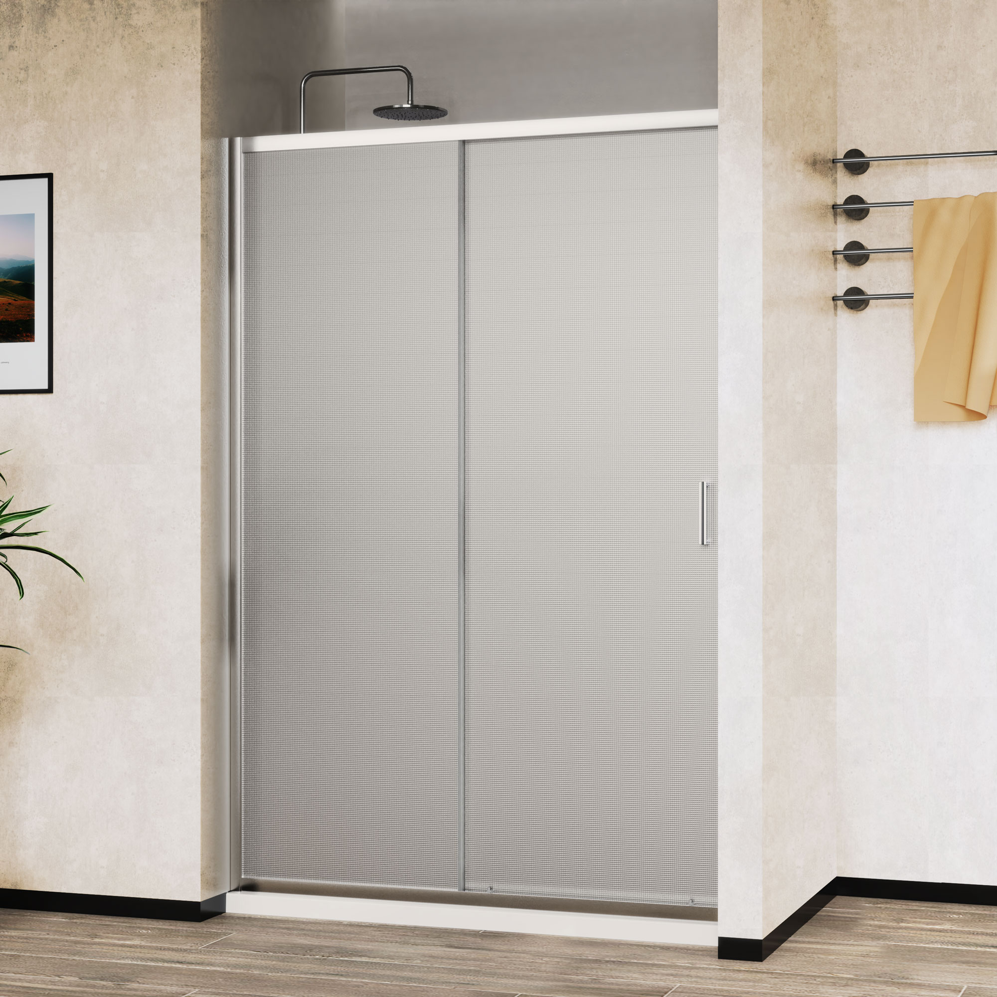 Душевая дверь City VDS-5CT130MT, 1300, хром, стекло текстурное - Gidratop.ru изображение