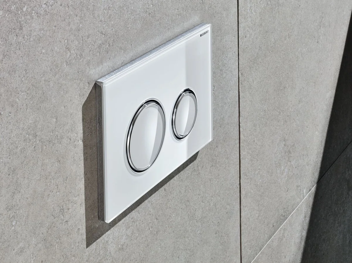 Клавиша смыва Geberit Sigma Type 21 115.884.SI.1, белое стекло, глянцевый хром - Gidratop.ru изображение