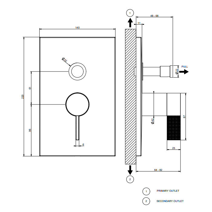GESSI  INVERSO DIAMANTATO внешняя часть настенного смесителя на 2 выхода с перекл ванна/душ, цвет: Copper Brushed PVD - Gidratop.ru изображение