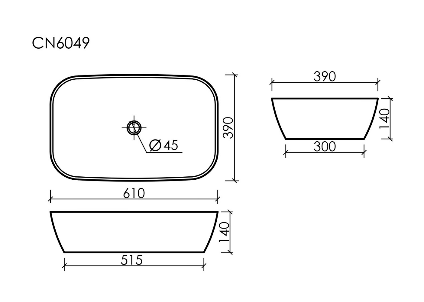 Умывальник чаша накладная овальная Element 600x380x138мм - Gidratop.ru изображение