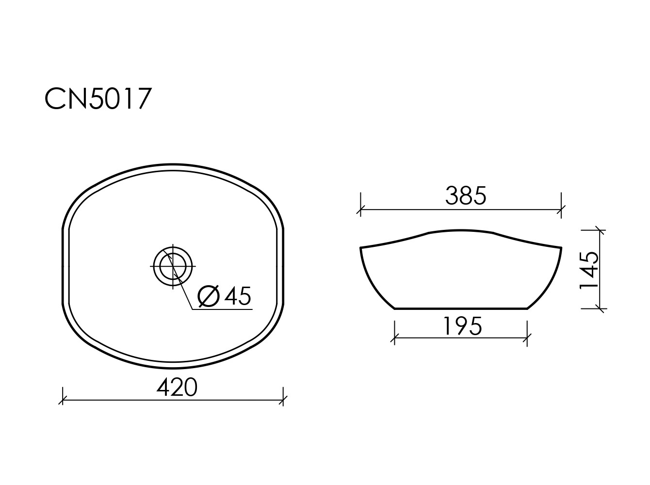 Умывальник чаша накладная овальная Element 420x385x145мм - Gidratop.ru изображение
