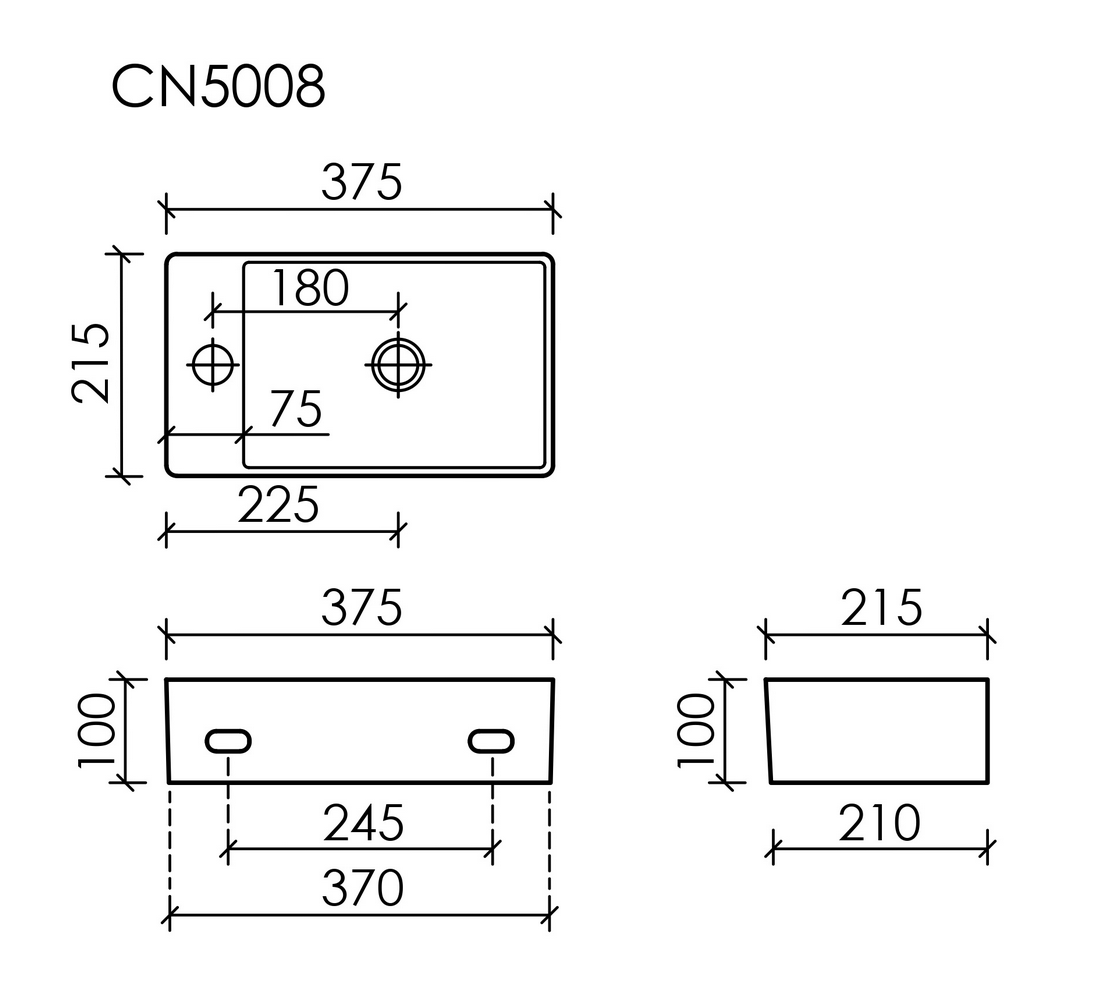 Умывальник подвесной прямоугольный (отверстие под смеситель L) Element 375x215x100мм - Gidratop.ru изображение