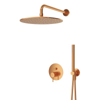 LEAF-DSIP-30-L-SS Душевая система с дивиатором для верхнего и ручного душа, верхний душ из стены 30 см, исполнение Sunset - Gidratop.ru изображение