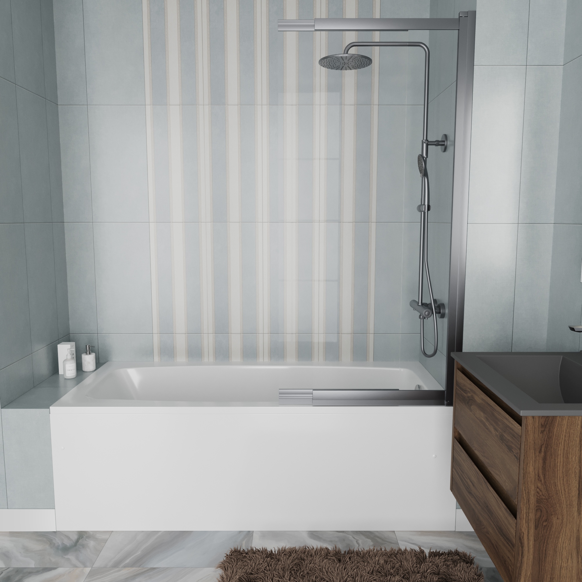 Ванна акриловая Vincea VBT-2S170-FR с каркасом 1700*750*440, пристенная, цвет белый - Gidratop.ru изображение