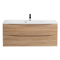 MARINO База под раковину подвесная с двумя выкатными ящиками, Rovere Bianco, 1200x450x500, MARINO-1200-2C-SO-WO-P - Gidratop.ru изображение