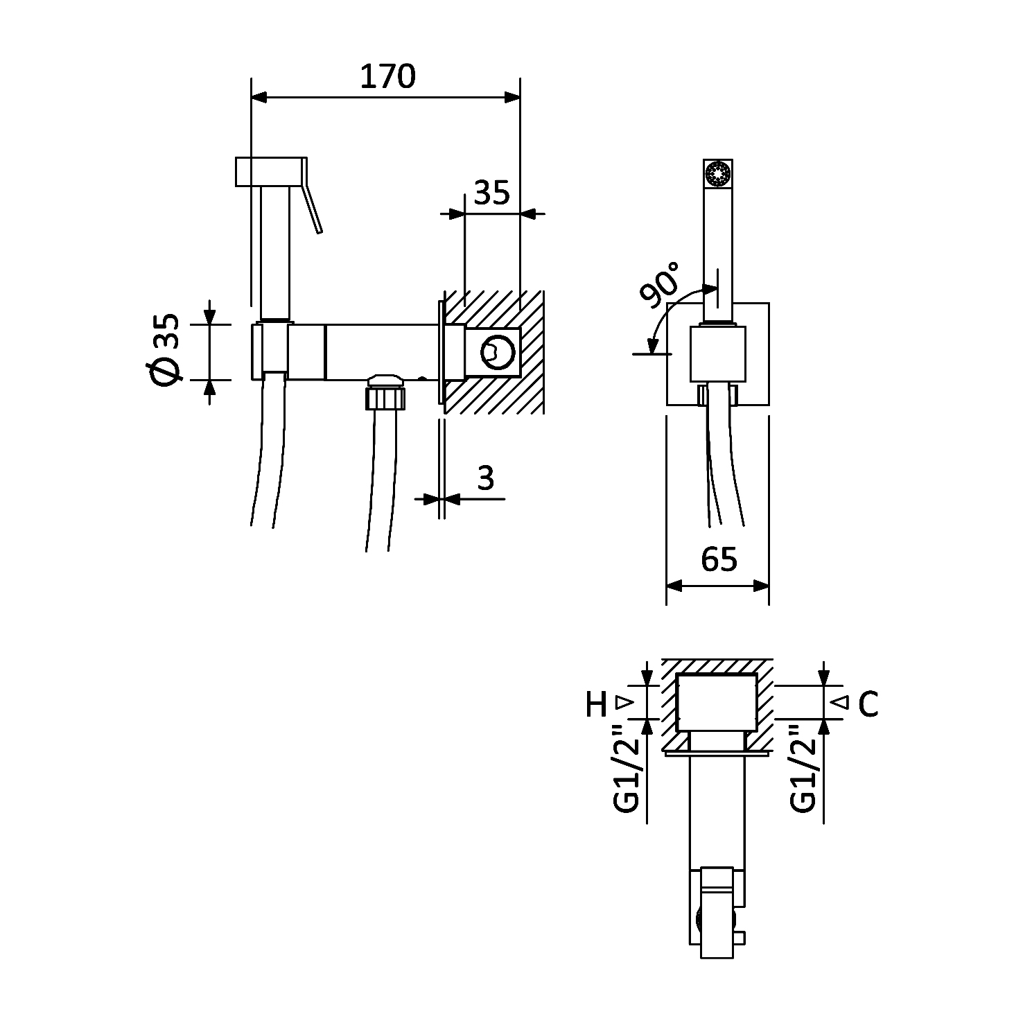 PORTA-DIF-01 Гигиенический душ со смесителем, исполнение Хром - Gidratop.ru изображение