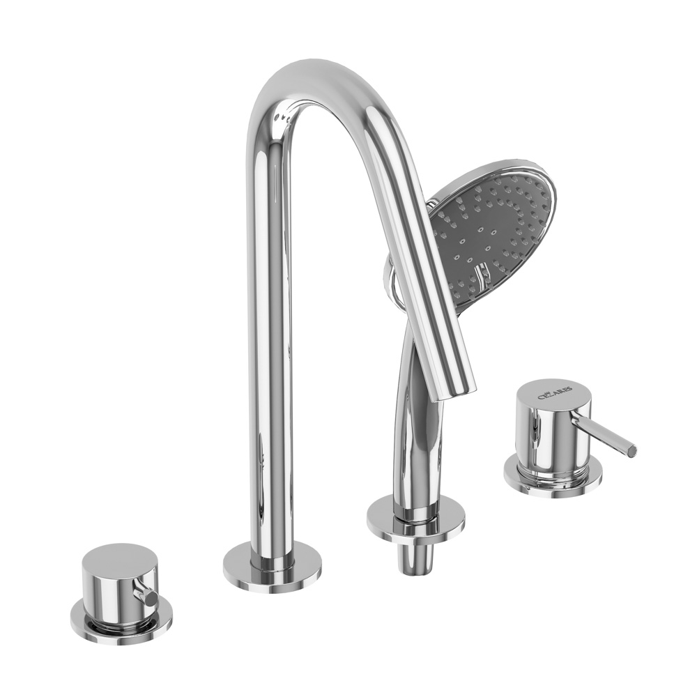 LEAF-BVDM4-L-01 смеситель на борт ванны врезной, на 4 отверстия, исполнение Хром - Gidratop.ru изображение