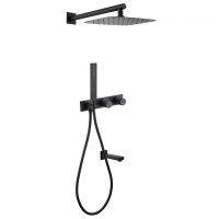 Душевая система ABBER Rund AF8717B скрытого монтажа с изливом, черная матовая - Gidratop.ru изображение