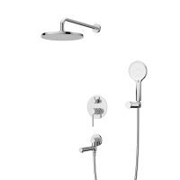 RELAX-VDSET-01 Душевой комплект встраиваемый с изливом (смеситель встраиваемый, верхний душ, ручной душ со шлангом, штуцер с держателем), хром - Gidratop.ru изображение