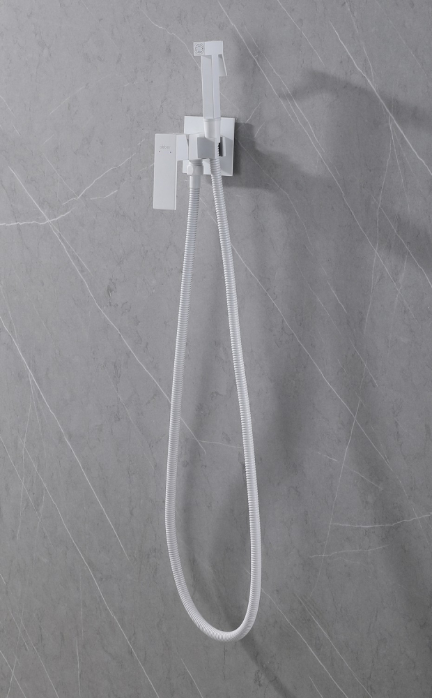 Смеситель ABBER Daheim AF8226W с гигиеническим душем,белый матовый - Gidratop.ru изображение