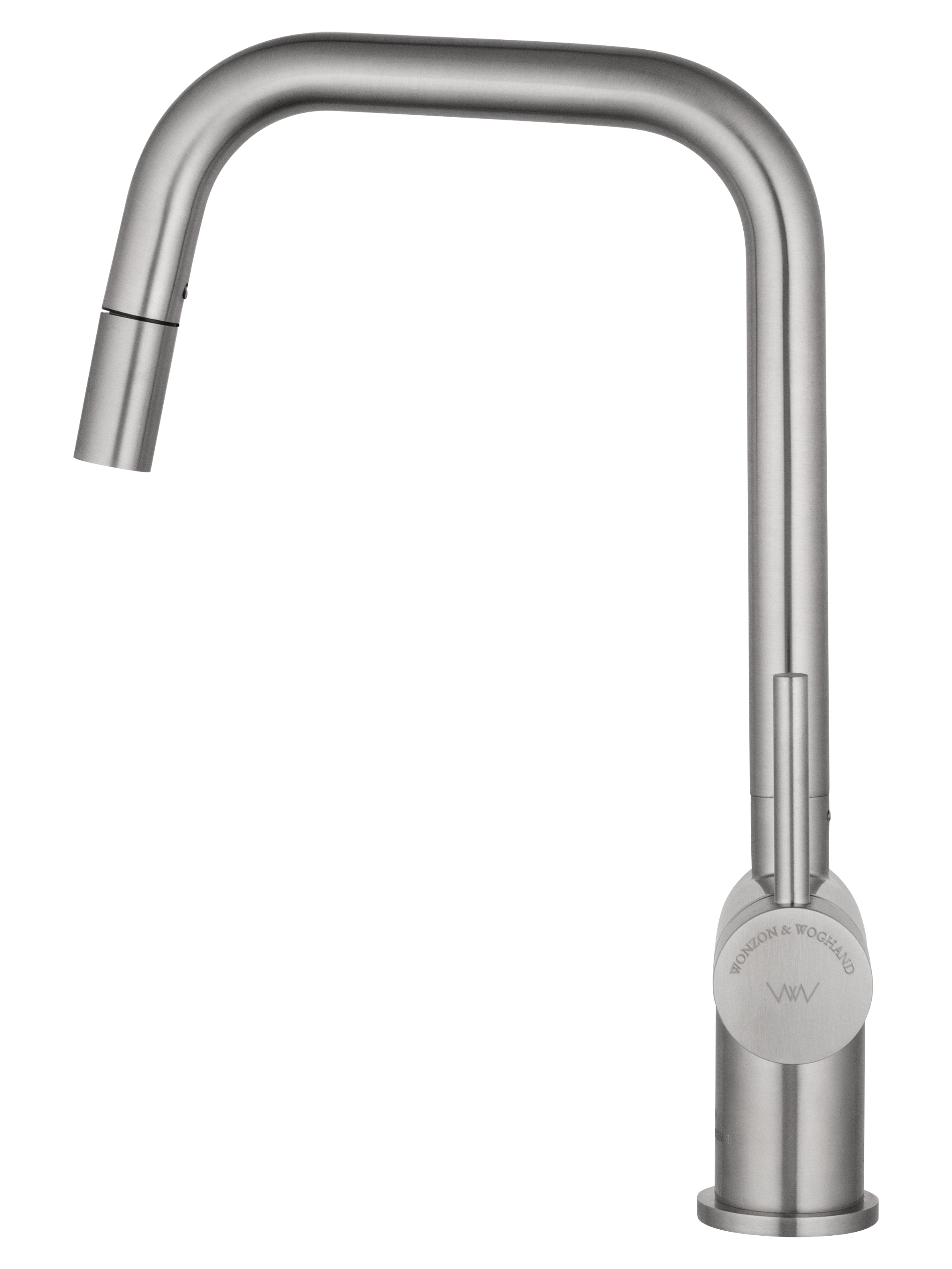 Смеситель для кухни с выдвижным изливом WONZON & WOGHAND,  Брашированный никель (WW-6018-BS) - Gidratop.ru изображение