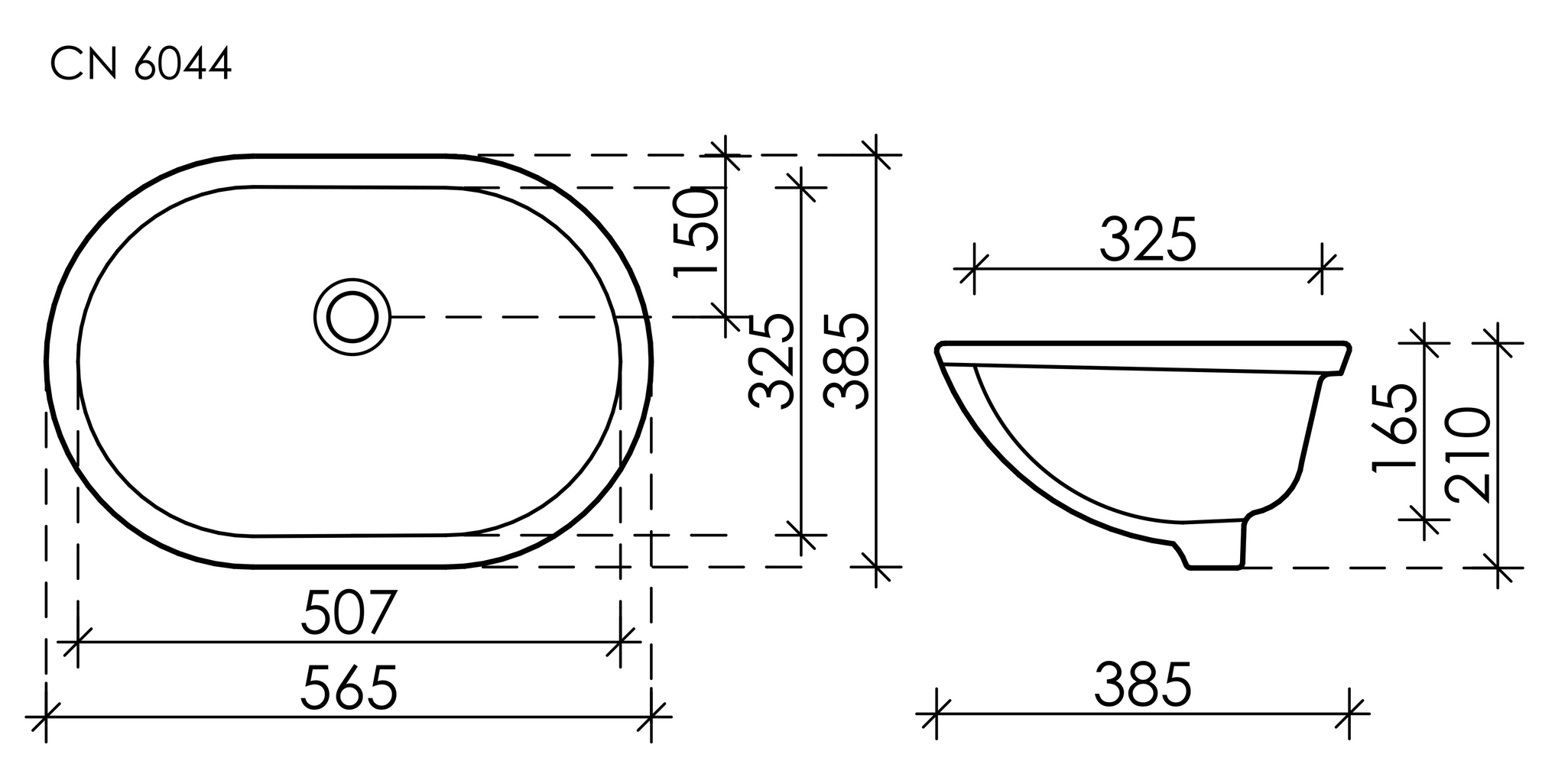 Умывальник овальный встраиваемый под столешницу Element 565x385x210мм, с крепежом и шаблоном для установки - Gidratop.ru изображение