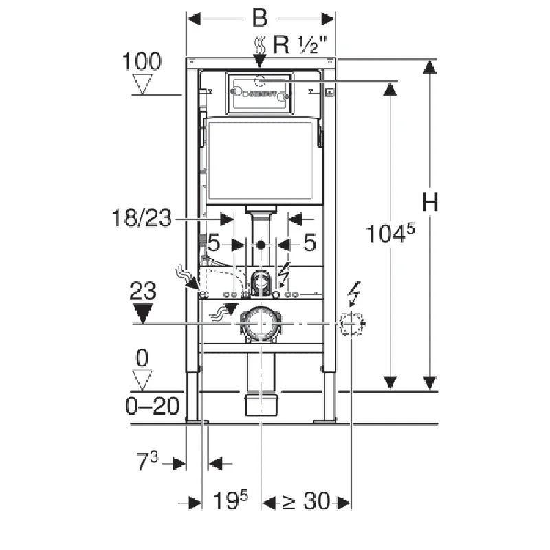Инсталляция Geberit Duofix Delta 458.133.21.1 с клавишей Delta 20, хром - Gidratop.ru изображение