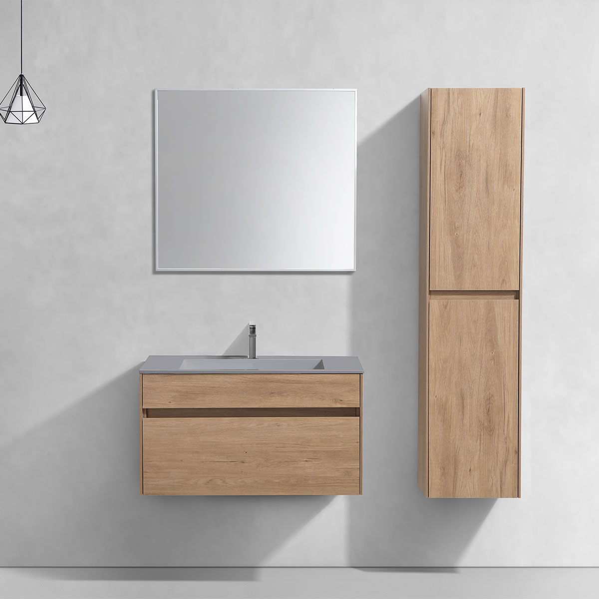 База под раковину Chiara 800 подвесная, 1 выкатной ящик soft-close, N.Oak - Gidratop.ru изображение