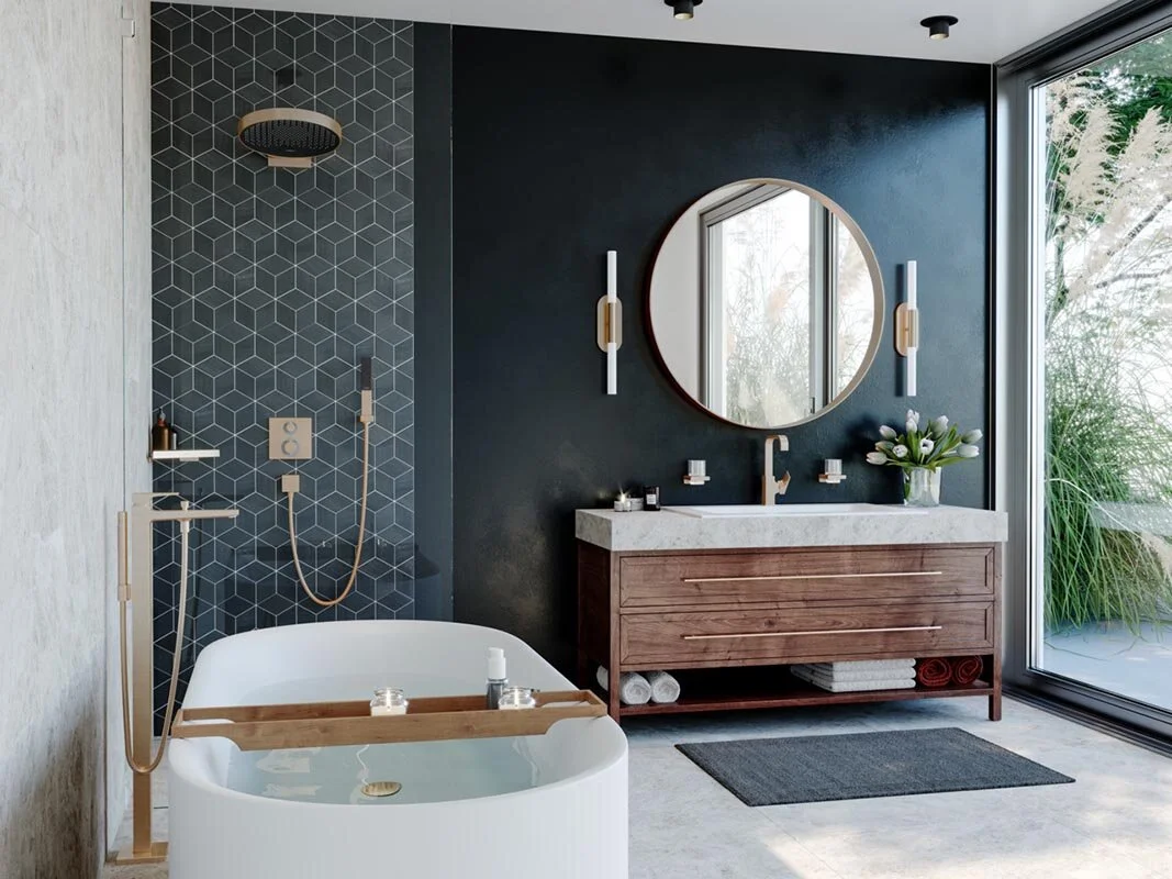 Верхний душ Hansgrohe Rainfinity 26230140, 36 х 36 см, 1 режим струи, с держателем, шлифованная бронза - Gidratop.ru изображение