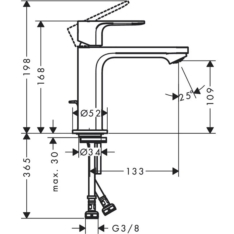 Смеситель для раковины Hansgrohe Rebris 72517670 S, с донным клапаном, черный матовый - Gidratop.ru изображение
