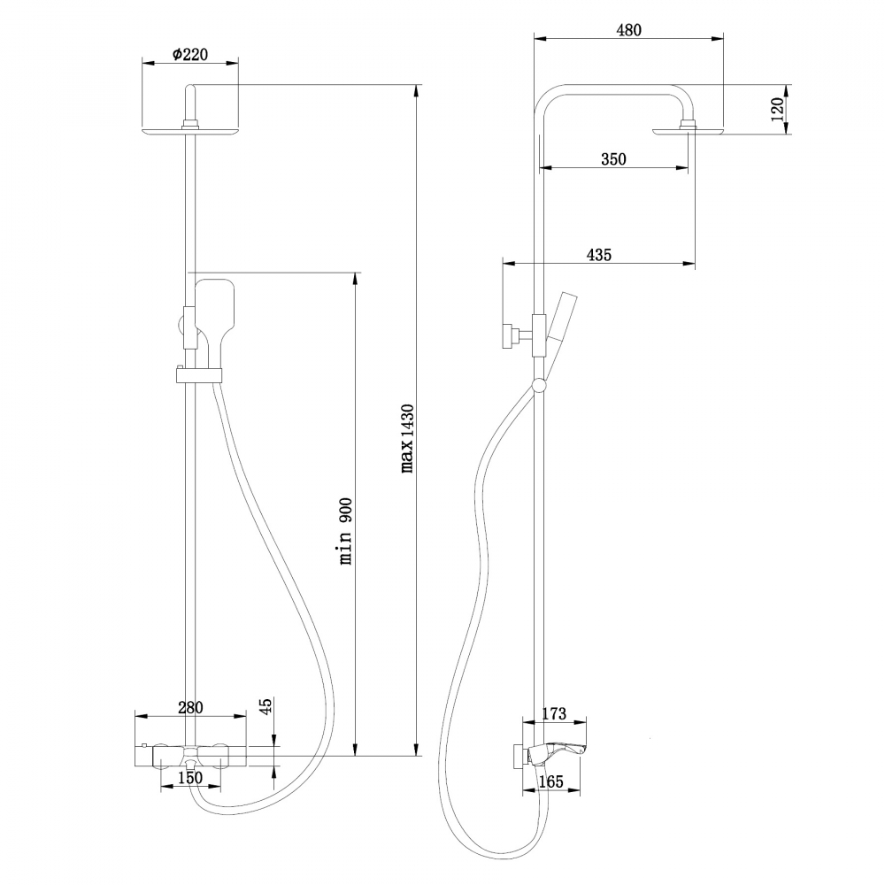 Душевая стойка ABBER Thermostat AF8516GL с термостатом и изливом, золото матовое - Gidratop.ru изображение