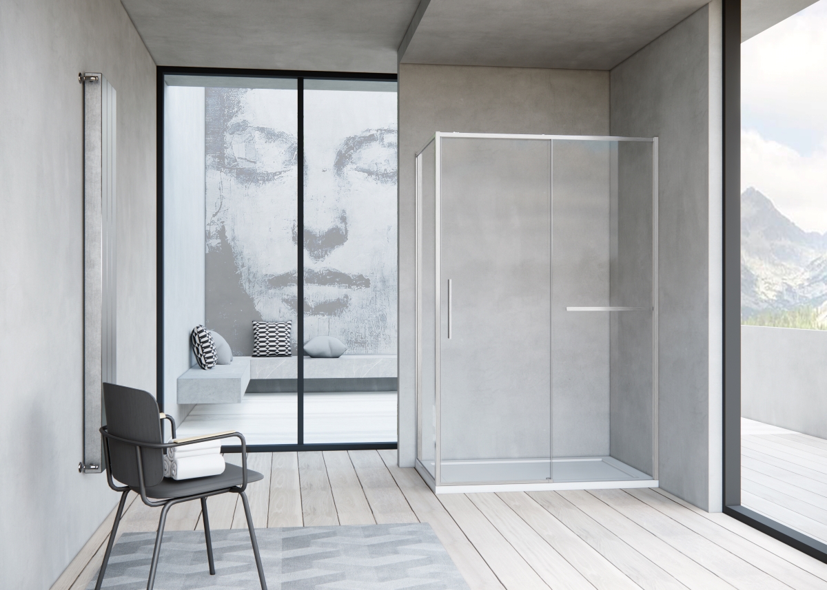 Душевой уголок Slim Soft VSR-1SS9012CLBN, 1200*900, брашированный никель, стекло прозрачное - Gidratop.ru изображение