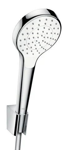 Душевой гарнитур Hansgrohe Croma Select S 1jet 26420400, шланг 125 см, корпус хром, лицевая часть белая, 1 режим струи - Gidratop.ru изображение