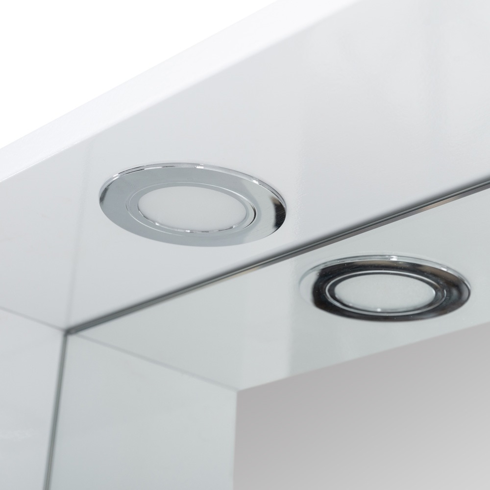 MARINO Шкаф зеркальный подвесной с одной распашной дверцей с доводчиками, LED 2x4W, левосторонний, Bianco Lucido, 800х150х750, MARINO-SPC-800/750-1A-BL-P-L - Gidratop.ru изображение