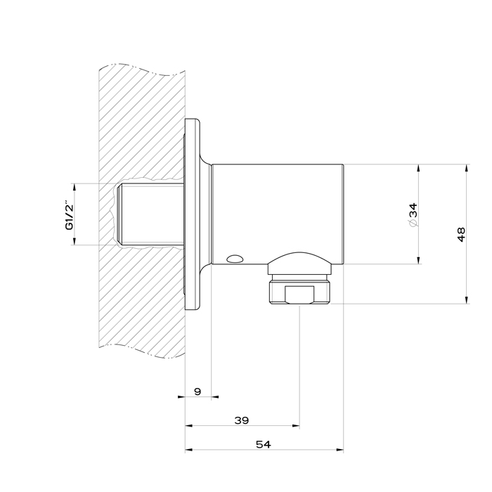 GESSI INCISO вывод воды на 1/2, цвет: finox - Gidratop.ru изображение