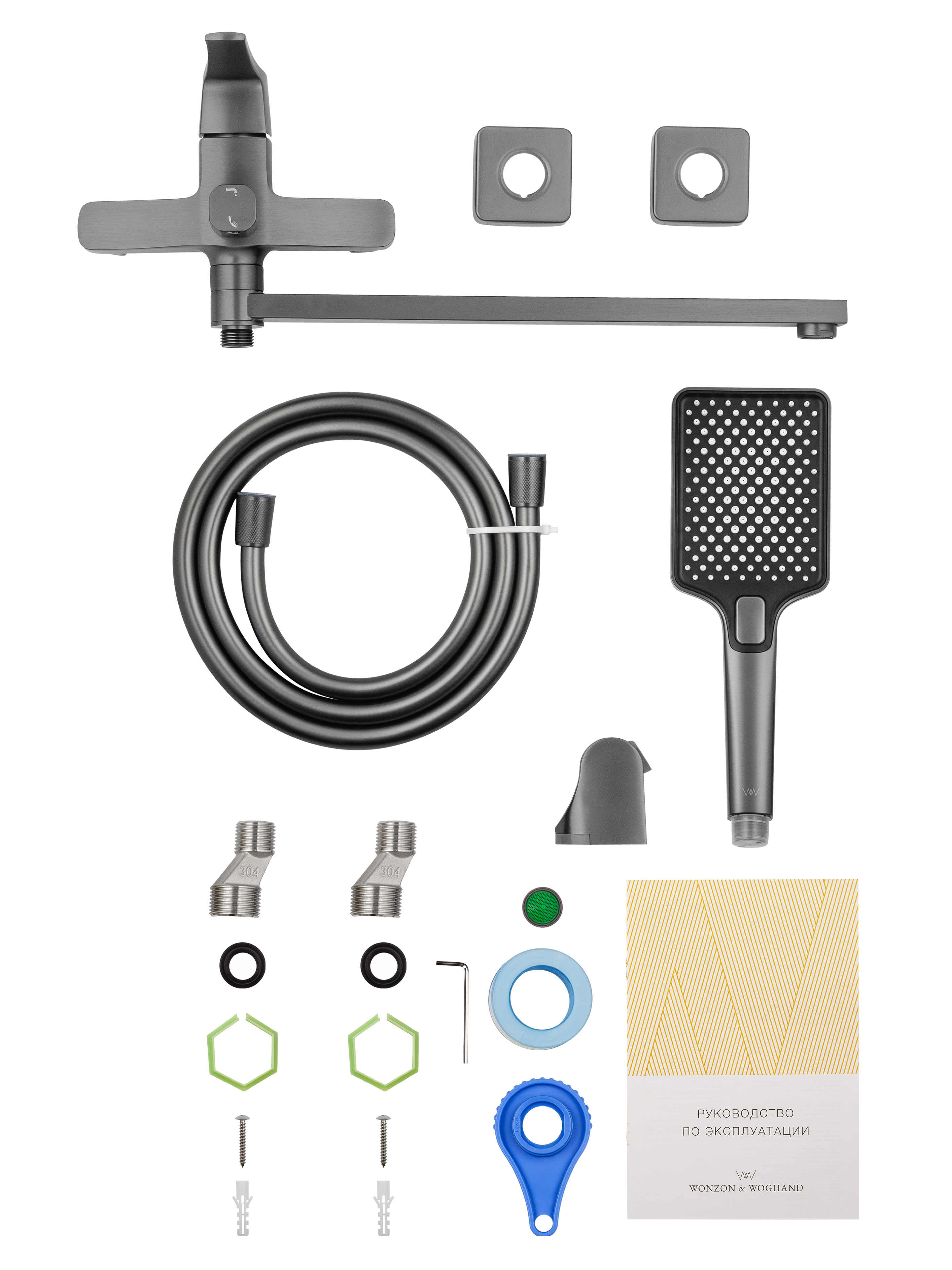 Смеситель для ванны WONZON & WOGHAND FLEX, Темный графит (WW-639906-BGM) - Gidratop.ru изображение