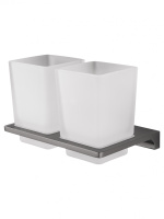 Два стакана для зубных щеток с держателем WONZON & WOGHAND ECLIPSE, Темный графит (WW-9128-GM) - Gidratop.ru изображение