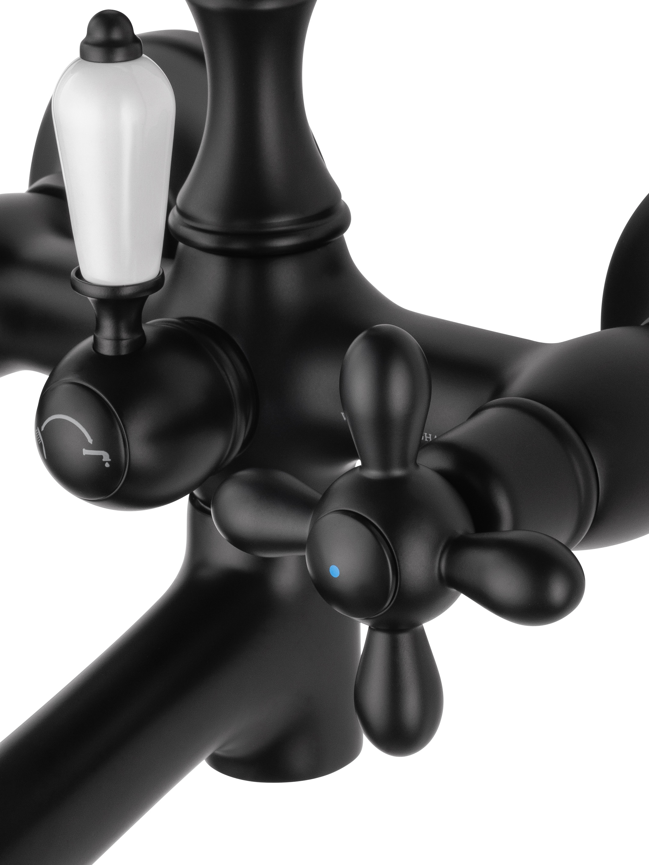 Смеситель для ванны с душем WONZON & WOGHAND RETRO, Черный матовый (WW-88639020-MB) - Gidratop.ru изображение