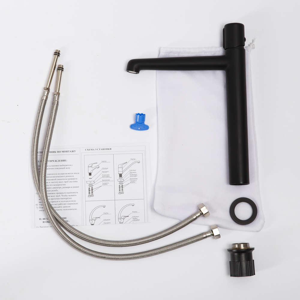 UNO Смеситель для накладных раковин без донного клапана, чёрный UNO-LMC-NERO-W0 - Gidratop.ru изображение