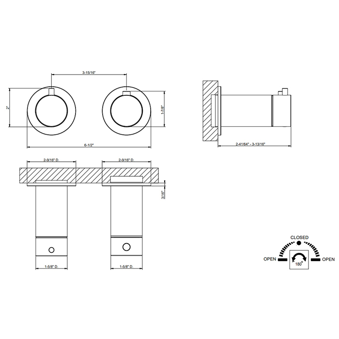 GESSI 316 смеситель для душа встраиваемый, термостатический, с переключателем на 2 положения, внешняя часть, цвет Black Metal Brushed PVD - Gidratop.ru изображение