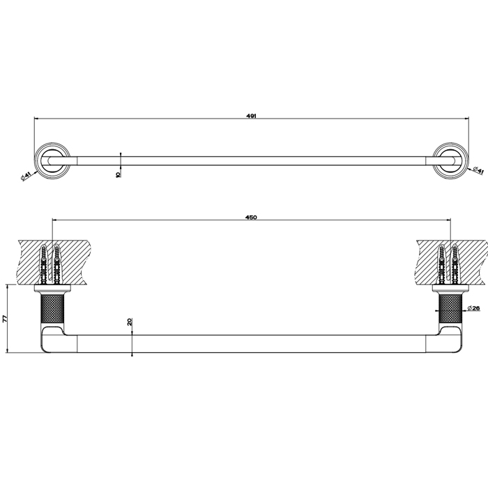GESSI INCISO полотенцедержатель, 45 см, цвет: finox - Gidratop.ru изображение