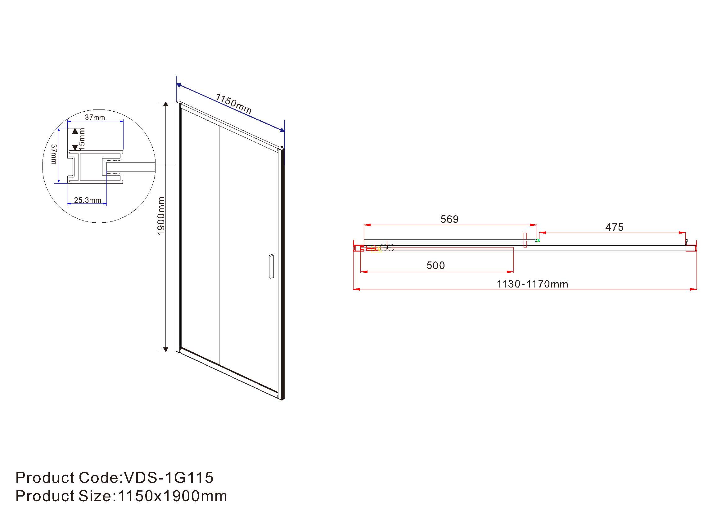 Душевая дверь Garda VDS-1G115CLG, 1150, брашированное золото, стекло прозрачное - Gidratop.ru изображение