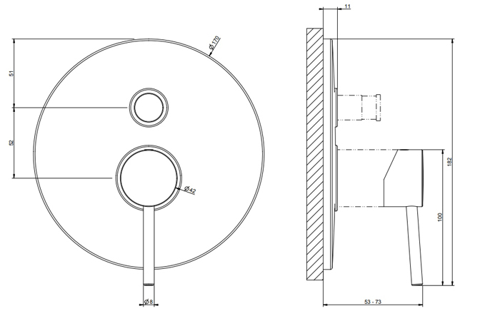 Gessi Emporio Via tortona внешние части для настенного смесителя с автоматическим переключателем ванна-душ, цвет: Finox Brushed Nickel - Gidratop.ru изображение