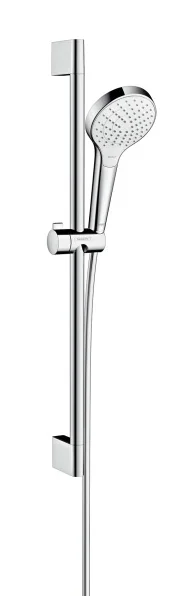 Душевой гарнитур Hansgrohe Croma Select S Vario 26562400, штанга 65 см, корпус хром, лицевая часть белая, 3 режима струи - Gidratop.ru изображение