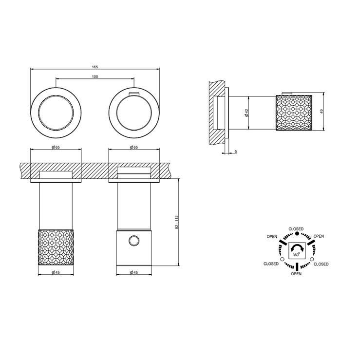 GESSI HABITO INTRECCIO смеситель настенный встраиваемый, термостатический, с переключателем на 3 положения, внешняя часть, цвет Black Metal PVD - Gidratop.ru изображение