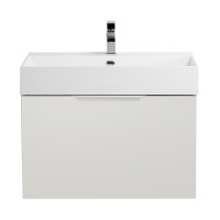 PREMIUM Тумба подвесная под раковину с выдвижным ящиком и внутренним ящиком, 55396 Bianco opaco, 70x44x43 - Gidratop.ru изображение