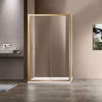 Душевой уголок Garda VSR-1G8014CLG, 1400*800, брашированное золото, стекло прозрачное - Gidratop.ru изображение