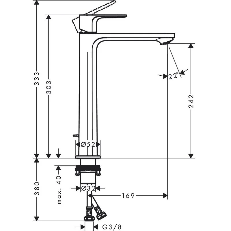 Смеситель для раковины Hansgrohe Rebris 72591670 E, с донным клапаном, черный матовый - Gidratop.ru изображение