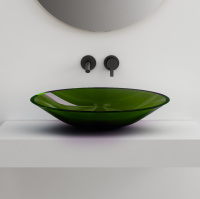 Раковина накладная прозрачная ABBER Kristall AT2812Emerald зеленая - Gidratop.ru изображение