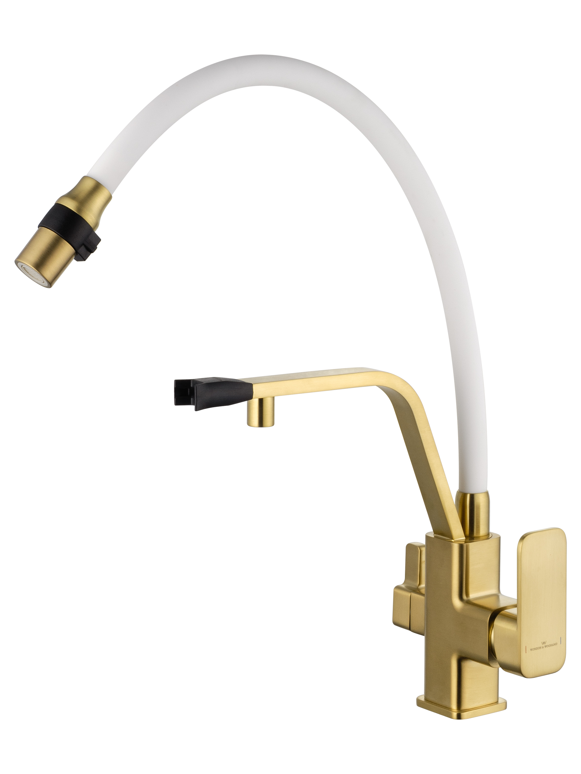 Смеситель для кухни с гибким изливом и подключением фильтра WONZON & WOGHAND, Брашированное золото (WW-88458013-BG(MW)) - Gidratop.ru изображение