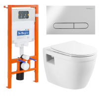 Комплект 3 в 1 Унитаз подвесной с сиденьем BelBagno LOTO BB070CHR/SC + Система инсталляции для унитазов BelBagno BB002-80  с кнопкой смыва BB005-PR-CHROME - Gidratop.ru изображение