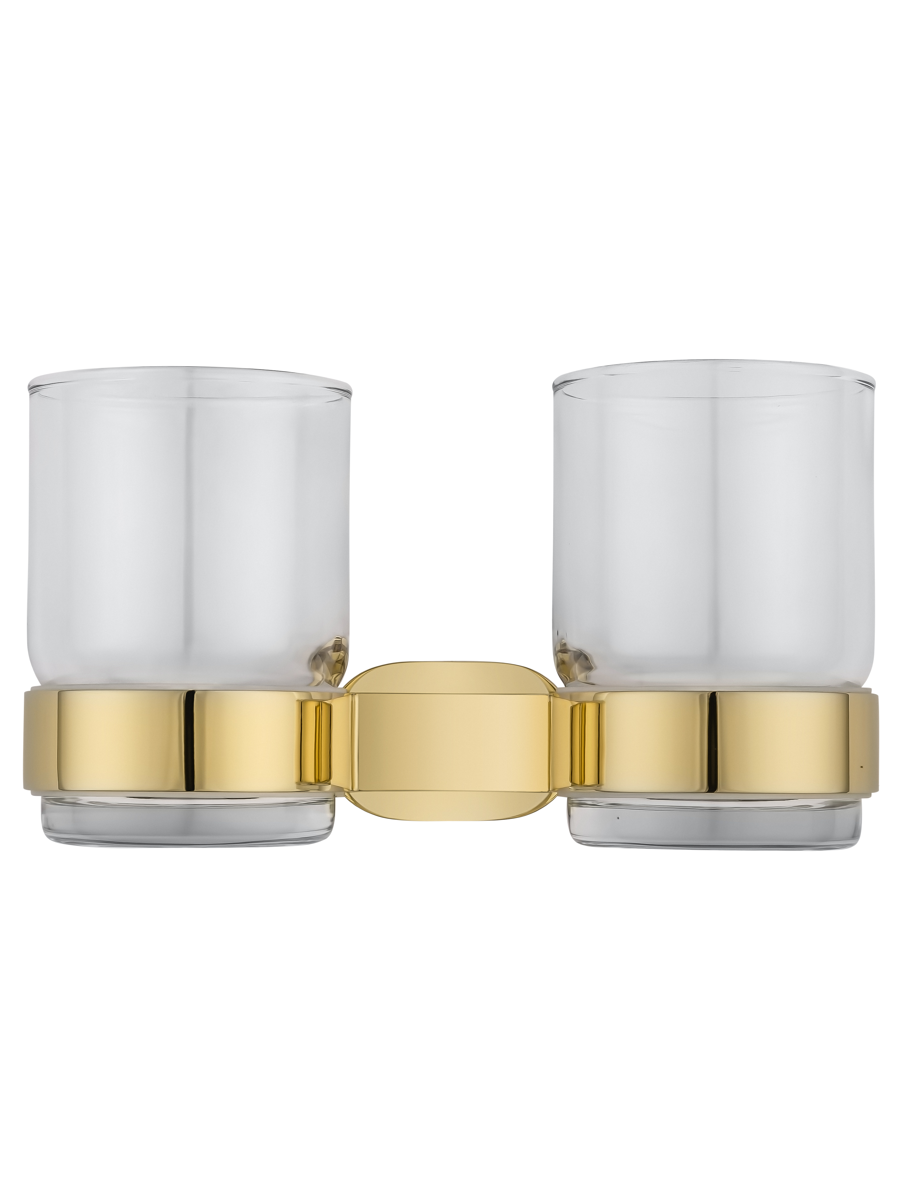 Два стакана для зубных щеток с держателем WONZON & WOGHAND FIRST, Глянцевое золото (WW-8428-LG) - Gidratop.ru изображение