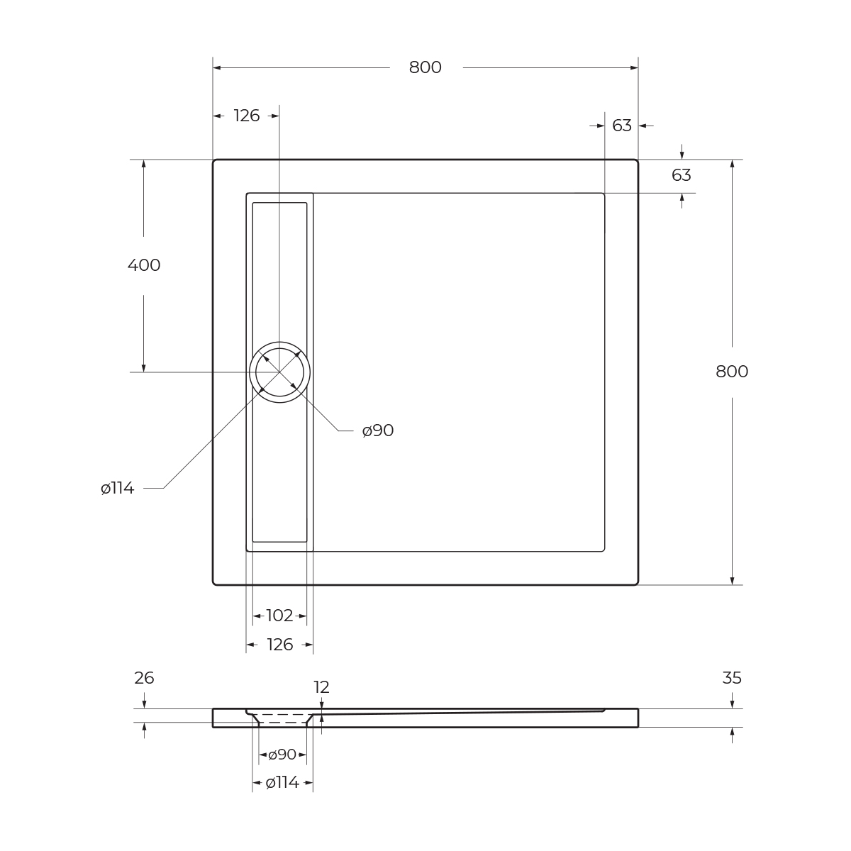 Акриловый поддон BelBagno TRAY-BB-DUE-A-80-4-W0 - Gidratop.ru изображение