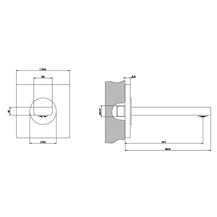 Gessi Emporio Via manzoni настенный излив короткий, комбинируемый с удаленным управлением, цвет: Finox Brushed Nickel - Gidratop.ru изображение