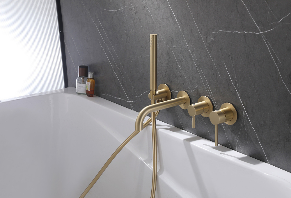 Смеситель ABBER Wasser Kreis AF8130G для ванны скрытого монтажа, золото матовое - Gidratop.ru изображение