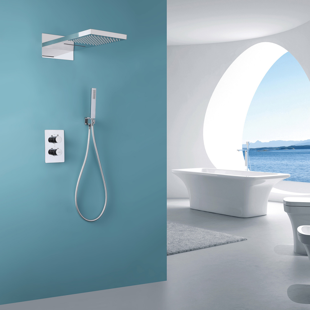 Душевая система ABBER Weiss Insel AF8052 скрытого монтажа без излива, термостат, хром - Gidratop.ru изображение