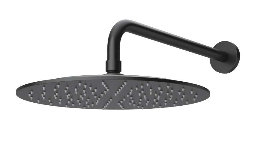 LEAF-DSIP-30-L-NOP Душевая система с дивиатором для верхнего и ручного душа, верхний душ из стены 30 см, исполнение Чёрный матовый - Gidratop.ru изображение