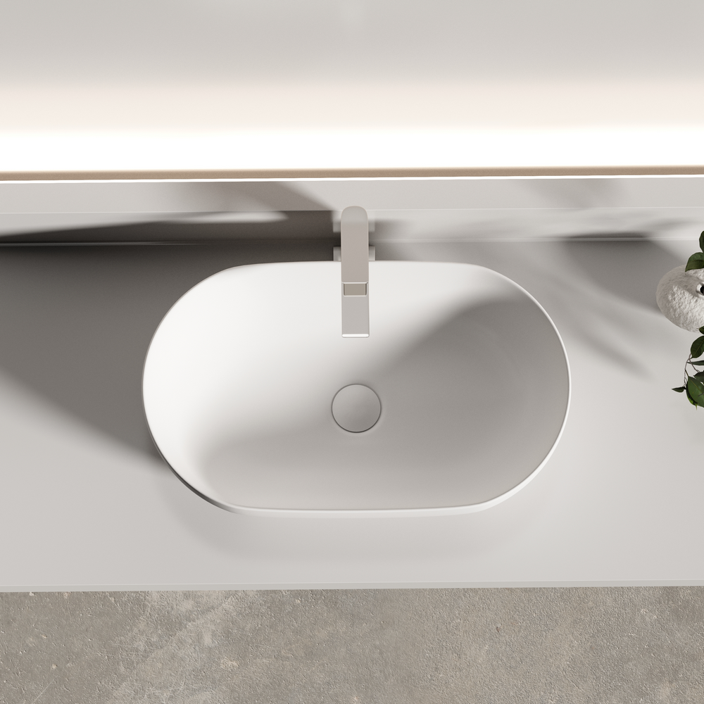 Раковина CERAMICANOVA Twist накладная овальной формы 500x300x140 белый матовый CN12001MW - Gidratop.ru изображение