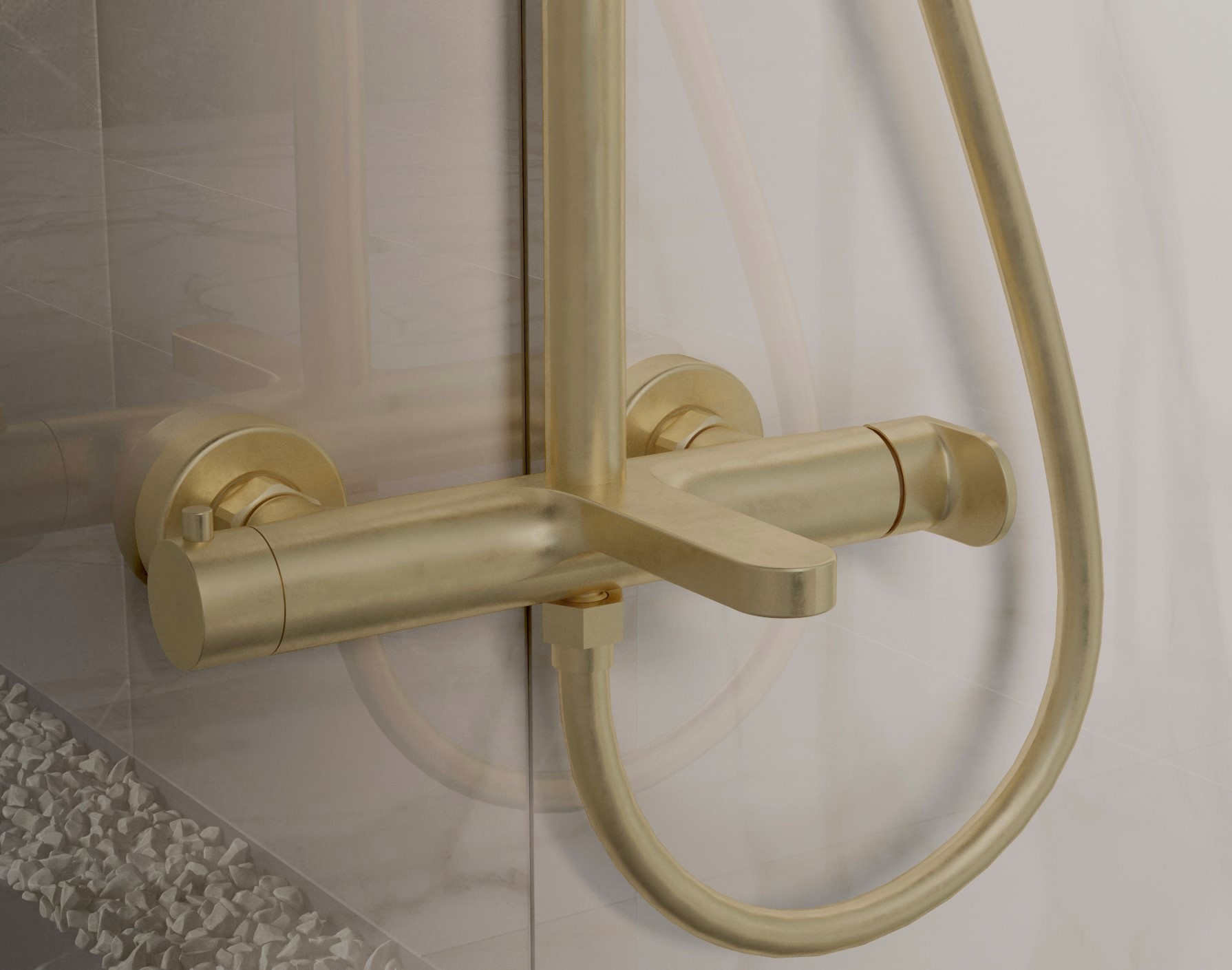 Душевая стойка Rondo VSFS-1R1BG с изливом, брашированное золото - Gidratop.ru изображение