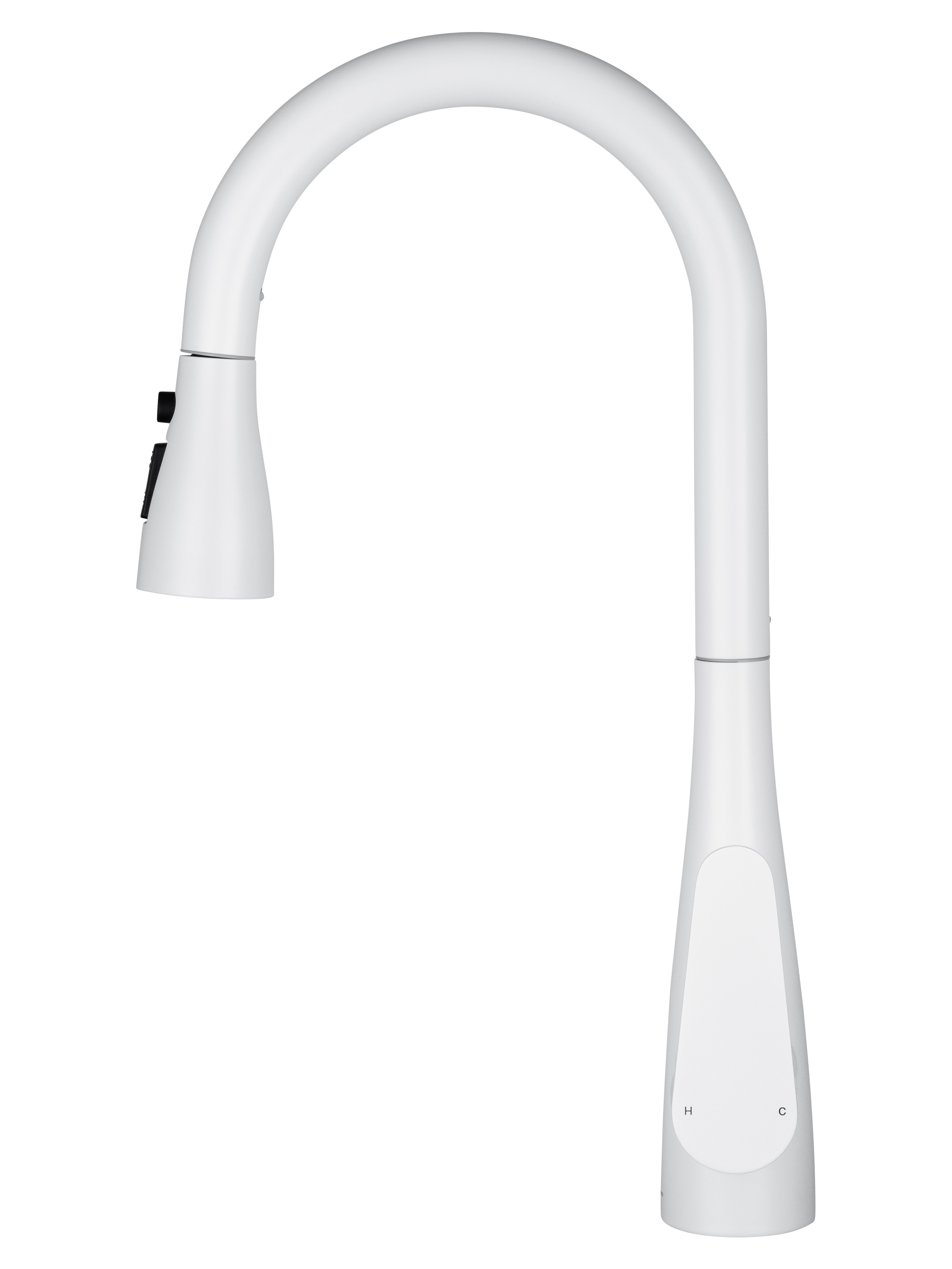 Смеситель для кухни с выдвижным изливом WONZON & WOGHAND, Белый матовый (WW-121E201B-MW) - Gidratop.ru изображение